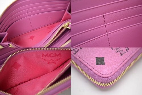 【希少】MCM エムシーエム 長財布 ピンク ラウンドジップ 箱付き エムシーエムラウンドファスナー長財布 ピンク レディース 長