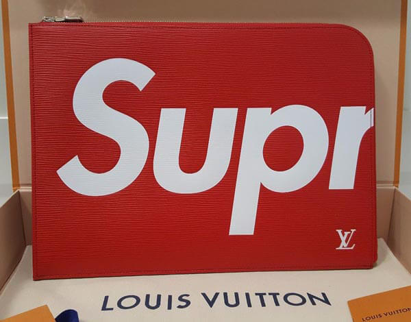 品LOUIS VUITTON×supreme クラッチバッグレッド●