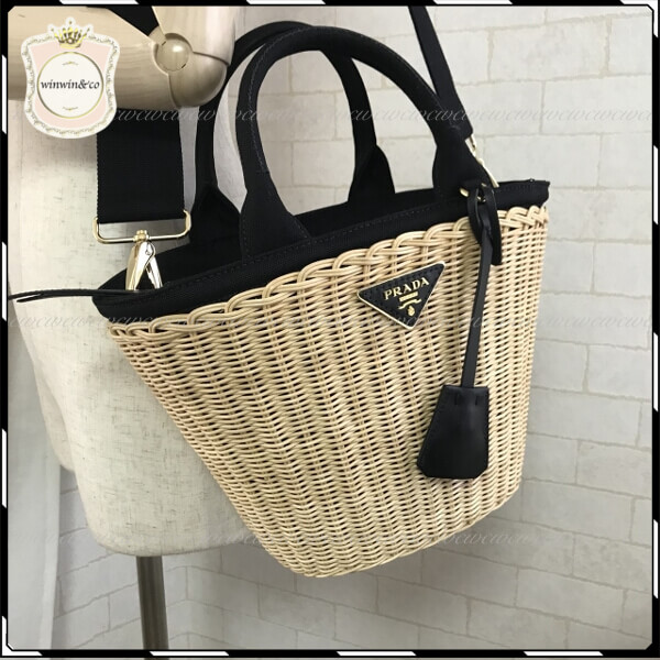 【PRADA】セール 1BG172 三角ロゴ かごバッグ ショルダーつき PRADA】セール 1BG172 三角ロゴ かごバッグ ショルダーつき