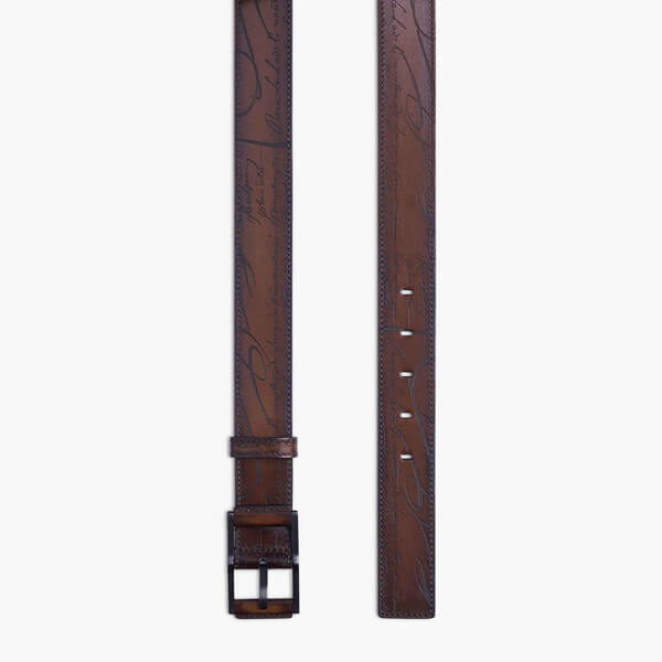 Berlutiベルルッティ フロント レザー ベルト - 35 MM Brown 8092804