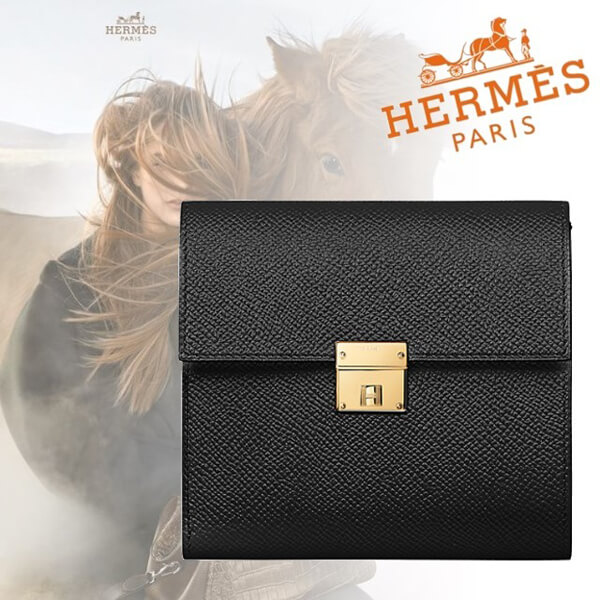 入手困難◇HERMES ベアン スフレ 長財布 Noir×Gold エルメス HERMES ベアン クラシック 長財布 レディース 二つ折り
