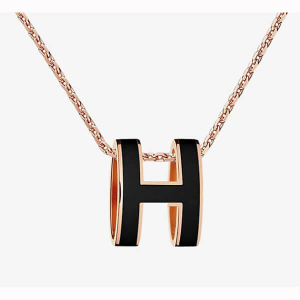 新作HERMES★入手困難POP H PENDANT エルメス Noir Rose 直営店 19AW エルメススーパーコピー Pendant☆Noir☆18k rosegold