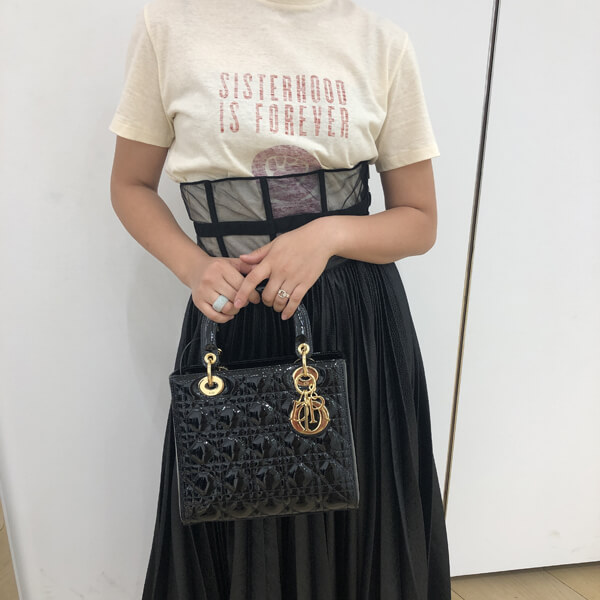【Dior】19/20AW新作 エナメル LADY DIOR ミニバッグ(Red / Black) 20022304