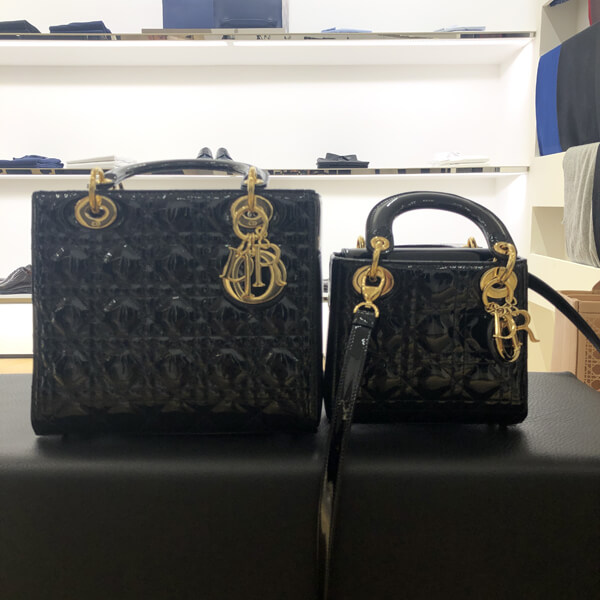 【Dior】19/20AW新作 エナメル LADY DIOR ミニバッグ(Red / Black) 20022304
