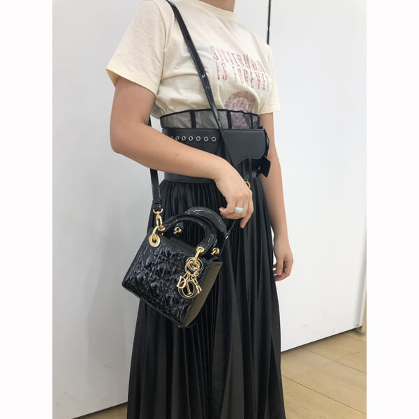 【Dior】19/20AW新作 エナメル LADY DIOR ミニバッグ(Red / Black) 20022304