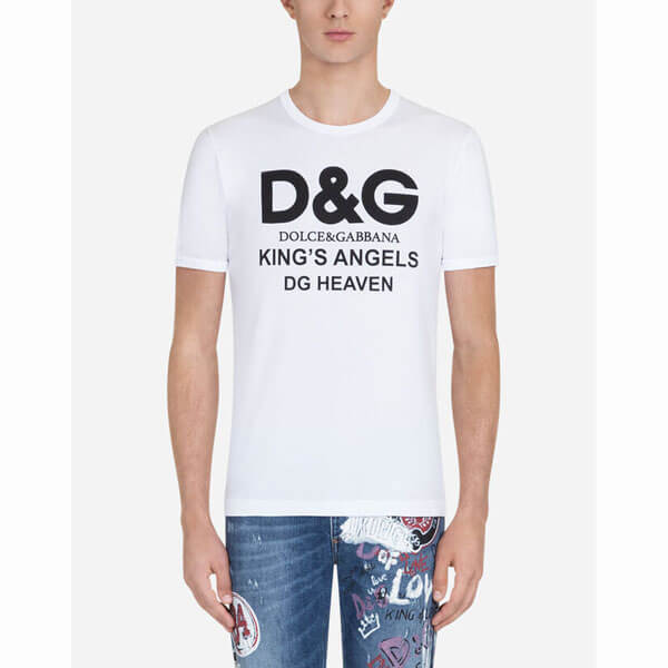 【DOLCE&GABBANA】Tシャツ コットン DGクリスタルロゴ 2色展開 Dolce&Gabbana Tシャツ コットン D&Gプリント 2色