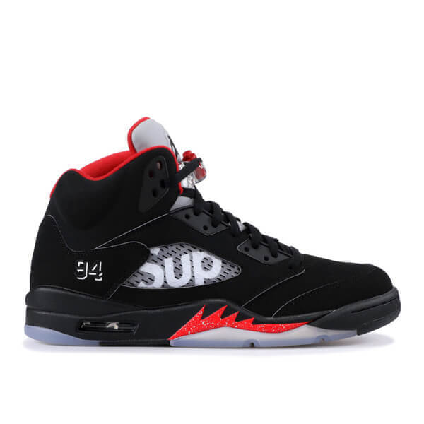 【送料込/即発】Supreme x ナイキ スニーカー コピー コラボ AIR JORDAN 5 RETRO Black 824371 001