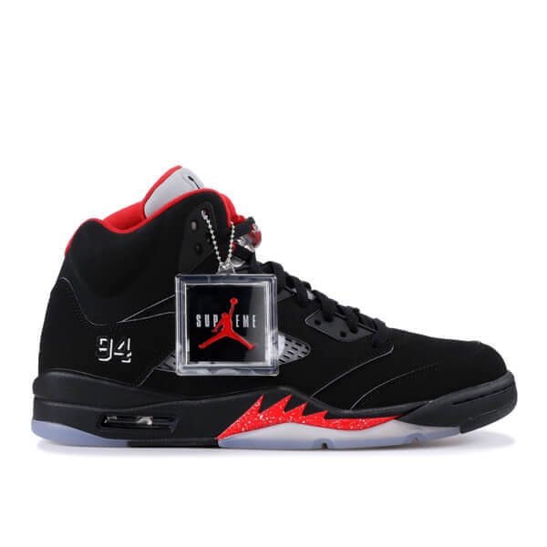 【送料込/即発】Supreme x ナイキ スニーカー コピー コラボ AIR JORDAN 5 RETRO Black 824371 001