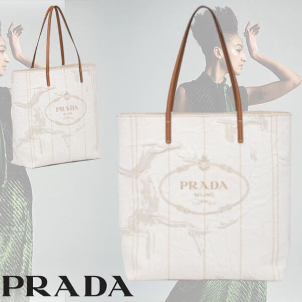 PRADA / リネンラージトートバッグ PRADA【入手困難】Linen ☆キャンバス トート☆ラージ☆ 全色