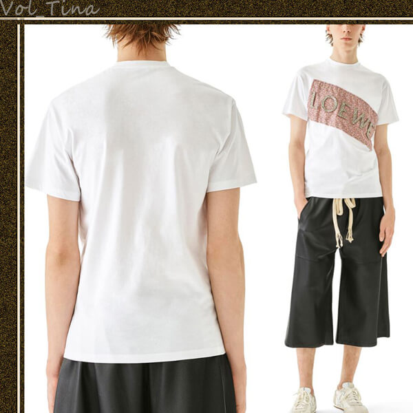LOEWE◆ロエベ Tシャツ 偽物 Flower Loewe Patch T-Shirt ホワイトH6109900CR2
