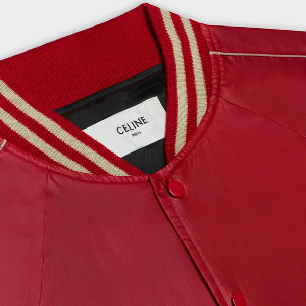 CELINE エディスリマン 2023SS テディ ブルゾン 赤 48 美品 セリーヌスーパーコピーカレッジ テディブルゾン 軽量ナイロン 2