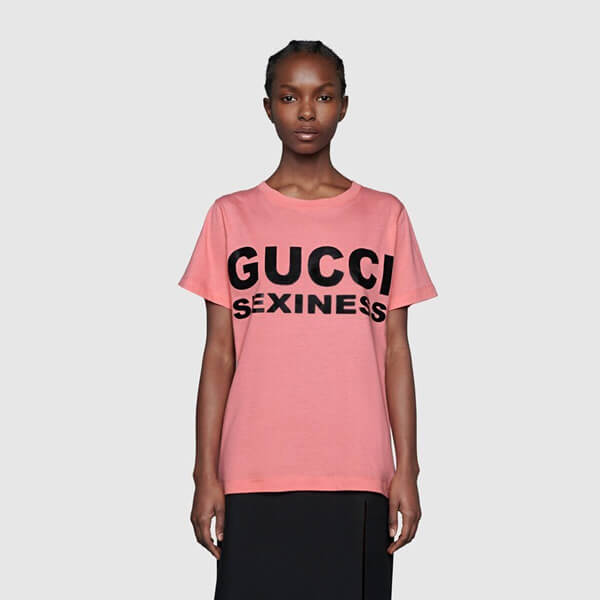 GUCCI Tシャツ GUCCI インターシャ シルクコットン Tシャツネイビー | GUCCI公式