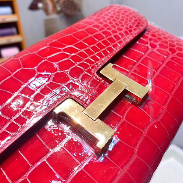 エルメスコピー コンスタンスロング ブーゲンビリア クロコダイル ゴールド金具201116B1480910992