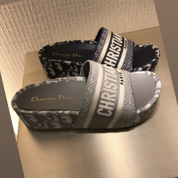DIOR★DWAY ディオール サンダル 偽物★2020 SS DIOR★DWAY SLIDE IN EMBROIDERED COTTON585OB4