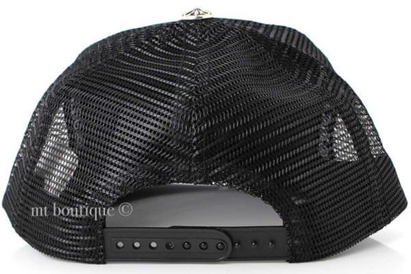 【CHROME HEARTS】クロムハーツ キャップ コーデ 偽物 メンズキャップ 3 Cemetery Cross Black LeatheraCHA