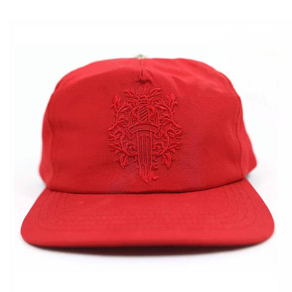 CHROME HEARTS クロムハーツ キャップ コーデ コピー 高級シルクキャップダガー刺繍レッドaCHA9