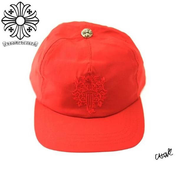 CHROME HEARTS クロムハーツ キャップ コーデ コピー 高級シルクキャップダガー刺繍レッドaCHA9