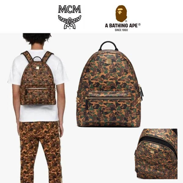 【MCM x Bape】エムシー エムリュック 偽物 限定品☆Stark バックパック Camo Visetos24CO2