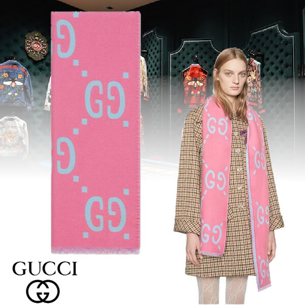 【GUCCI】グッチ★GG コピージャカード ウールシルク スカーフWJ06
