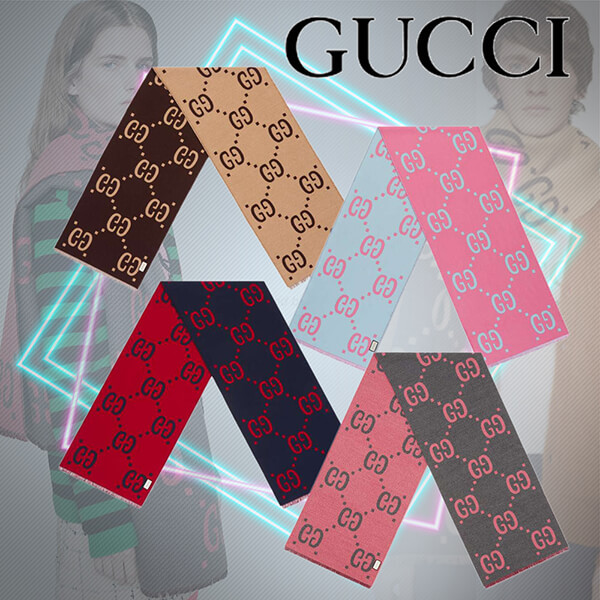 人気!【GUCCI】スーパーコピーGGロゴ ウールシルク マフラー 国内即発WJ35