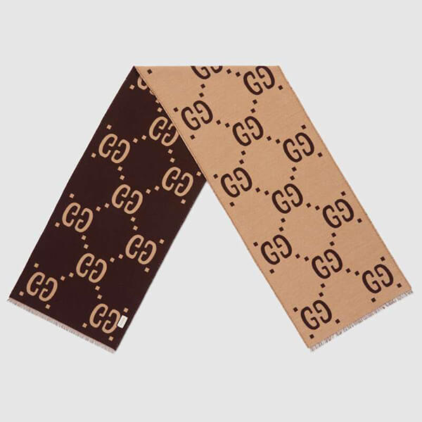 人気!【GUCCI】スーパーコピーGGロゴ ウールシルク マフラー 国内即発WJ35