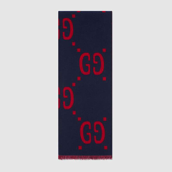 人気!【GUCCI】スーパーコピーGGロゴ ウールシルク マフラー 国内即発WJ35