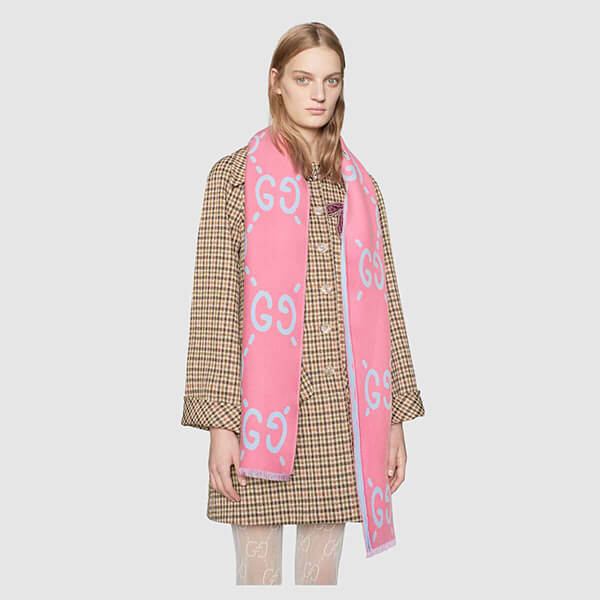 人気!【GUCCI】スーパーコピーGGロゴ ウールシルク マフラー 国内即発WJ35