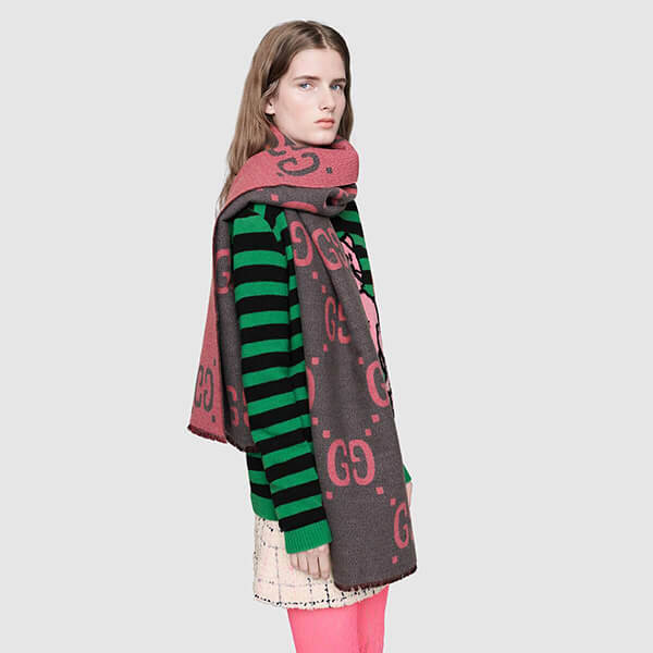 人気!【GUCCI】スーパーコピーGGロゴ ウールシルク マフラー 国内即発WJ35