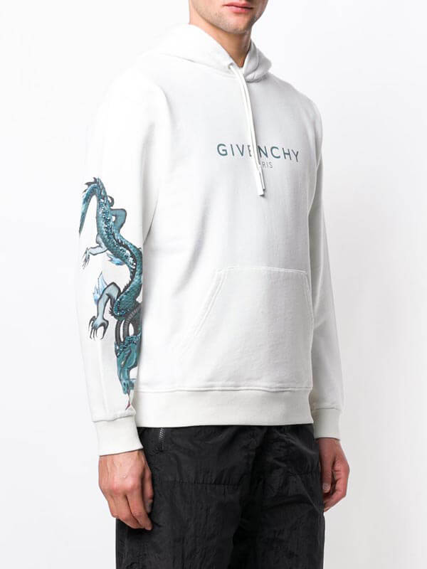 ジバンシィ偽物 GIVENCHY 20AW Logo&Dragon パーカー_WHITE97W1