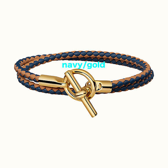 Her*mes ブレスレット コピー カーフスキン Glenan Double Tour bracelet/ゴールド金具20AC12H0G14