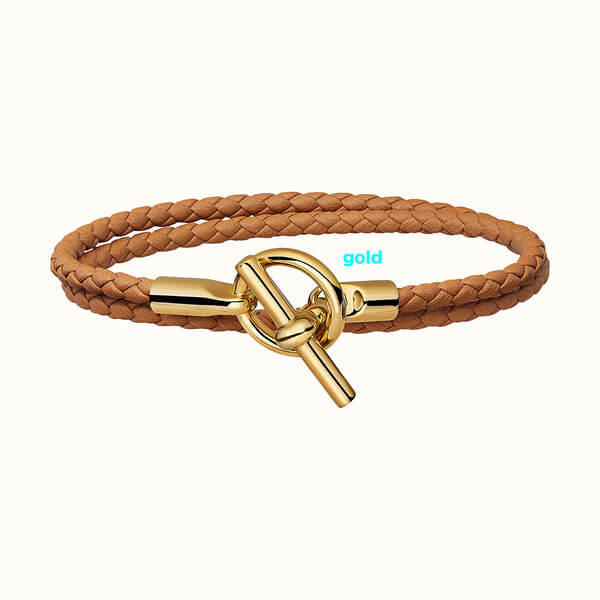 Her*mes ブレスレット コピー カーフスキン Glenan Double Tour bracelet/ゴールド金具20AC12H0G14