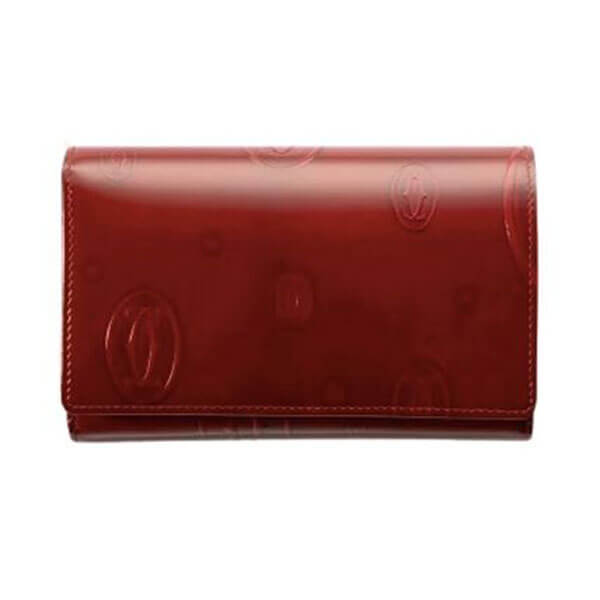 【Cartier】偽物日本未発売 コンパクトウォレット バーガンディLkd52