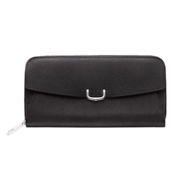 Cartier 偽物スモールジップウォレット C de Cartier レザー ロゴ 黒Lkd55