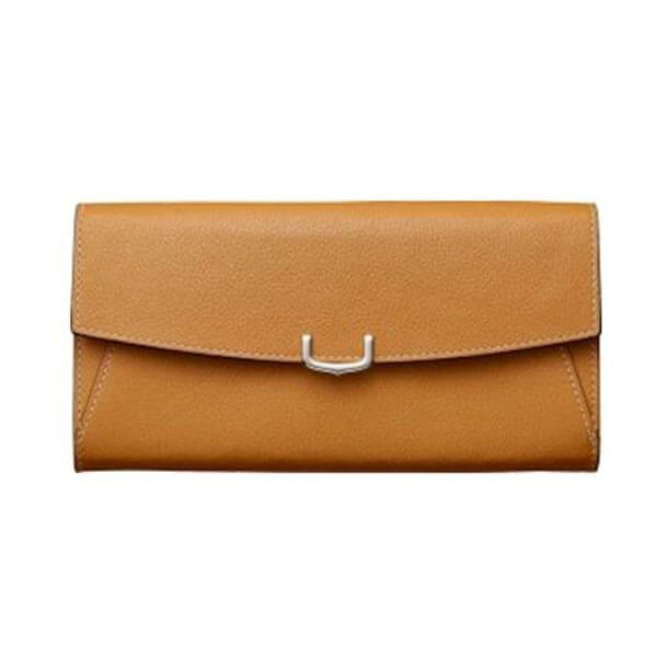 Cartier スーパーコピースモールウォレット C de Cartier レザー ロゴ 茶Lkd64