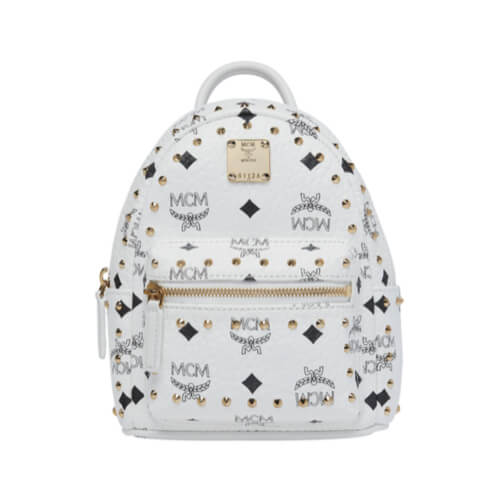 【MCM エムシー エムリュック コピー】スタークべべブーバックパックスタッズ20cm/White28BA8
