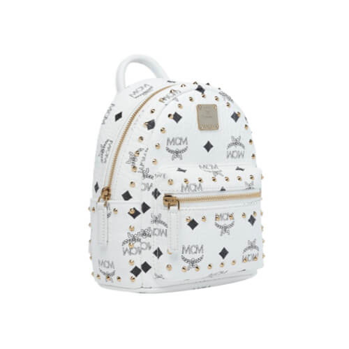 【MCM エムシー エムリュック コピー】スタークべべブーバックパックスタッズ20cm/White28BA8