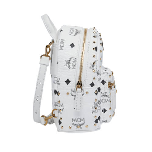 【MCM エムシー エムリュック コピー】スタークべべブーバックパックスタッズ20cm/White28BA8