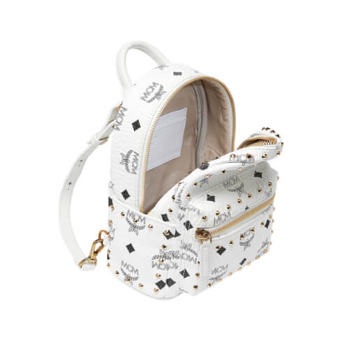【MCM エムシー エムリュック コピー】スタークべべブーバックパックスタッズ20cm/White28BA8