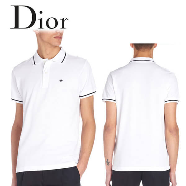 DIOR homme bee ディオール ポロシャツ コピー ホワイト581OB8