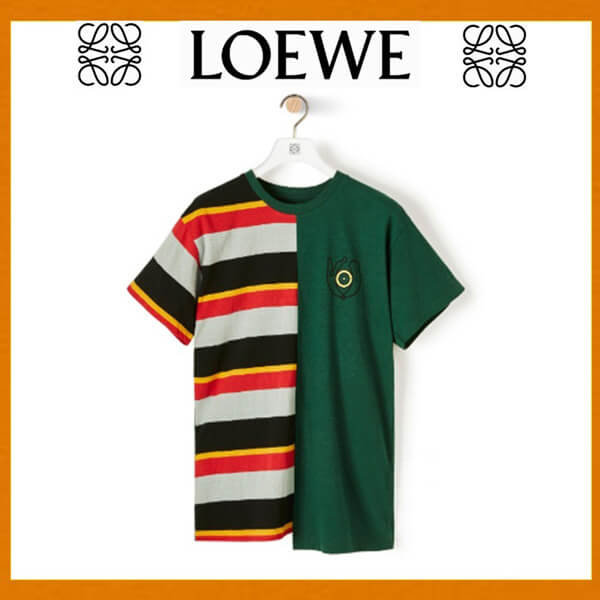 LOEWE ★ Asymmetric Eye 偽物ストライプ TシャツSa2024