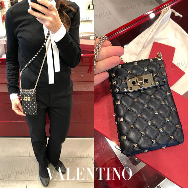 SALE【Valentino】コピーロックスタッドレザースマートフォンケースVCP303