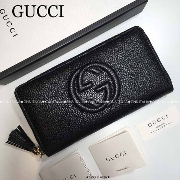 GUCCI☆SOHOフリンジタッセル付♪レザーラウンドジップ長財布