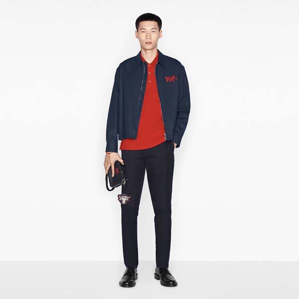 Dior Stussy コラボ ポーチ ショルダーバッグ CD ロゴ 紺 新 男 2ESBC119GDS_H00E