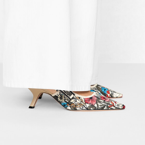 ディオール コピー JADIOR スリングバックパンプス Mille Fleurs コットン エンブロイダリー21030236