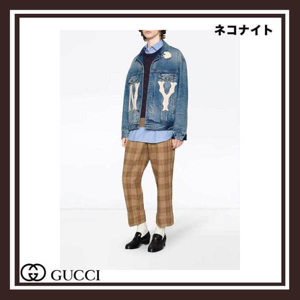 GUCCI コピー ニューヨーク ヤンキース パッチ デニム ジャケット 475024XRC85