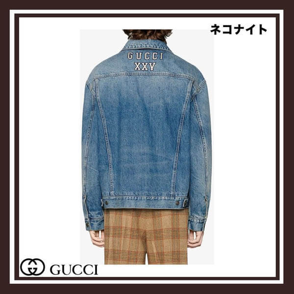 GUCCI コピー ニューヨーク ヤンキース パッチ デニム ジャケット 475024XRC85