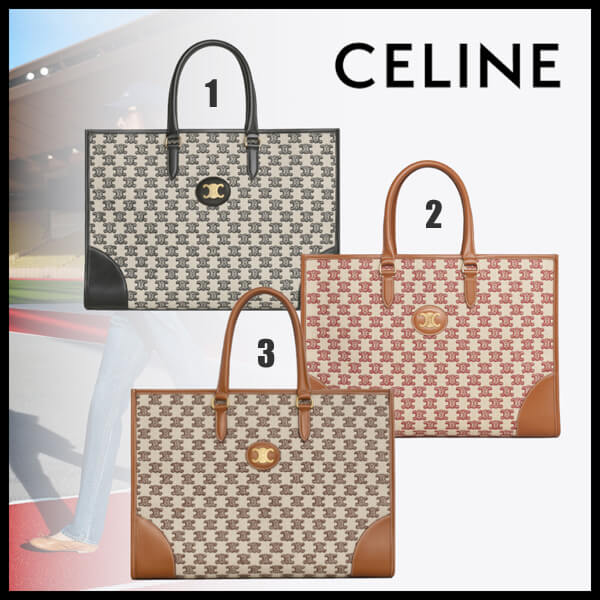 CELINE(セリーヌ) ★ 偽物 トリオンフ 刺繍 ホリゾンタル カバ トート 194342CS8.19BR 194342CS8.27FX 194342CS8.38NO
