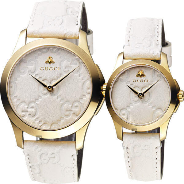 【SALE☆2017新作】GUCCI G-TIMELESS ホワイトレザー スーパーコピー 38mm/27mm YA1264033