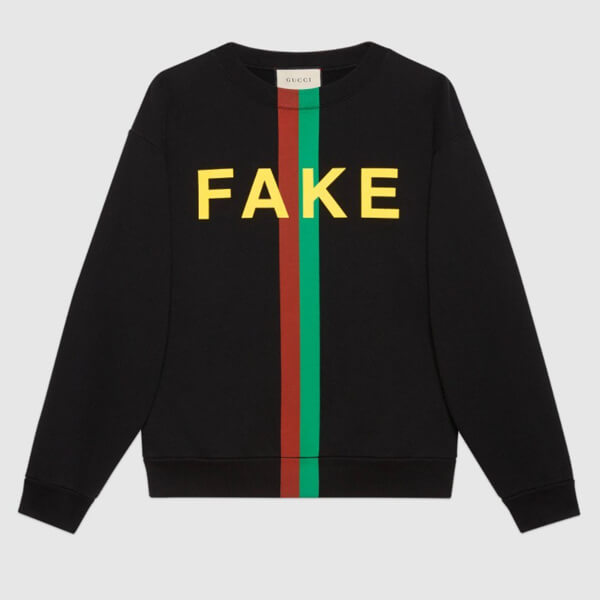 グッチ スウェットシャツ コピー 21AW◇GUCCI "FAKE/NOT" プリント 635847 XJCXY 1082
