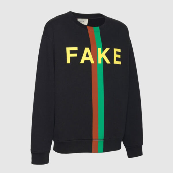 グッチ スウェットシャツ コピー 21AW◇GUCCI "FAKE/NOT" プリント 635847 XJCXY 1082